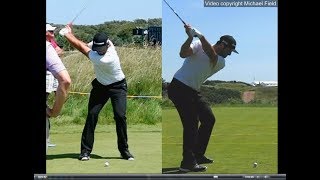 Jon Rahm golf swing  Long Iron faceon amp downtheline July 2017 [upl. by Bowers]