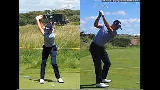 Justin Thomas golf swing  Long Iron faceon amp downtheline July 2017 [upl. by Salakcin]