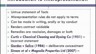 Misrepresentation Lecture 1 of 4 [upl. by Ayatnohs]